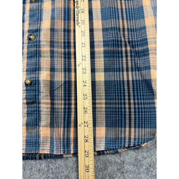 Levi's Men's M Plaid Long Sleeve Button Up Shirt Blue Orange Casual Workwear - Picture 3 of 12